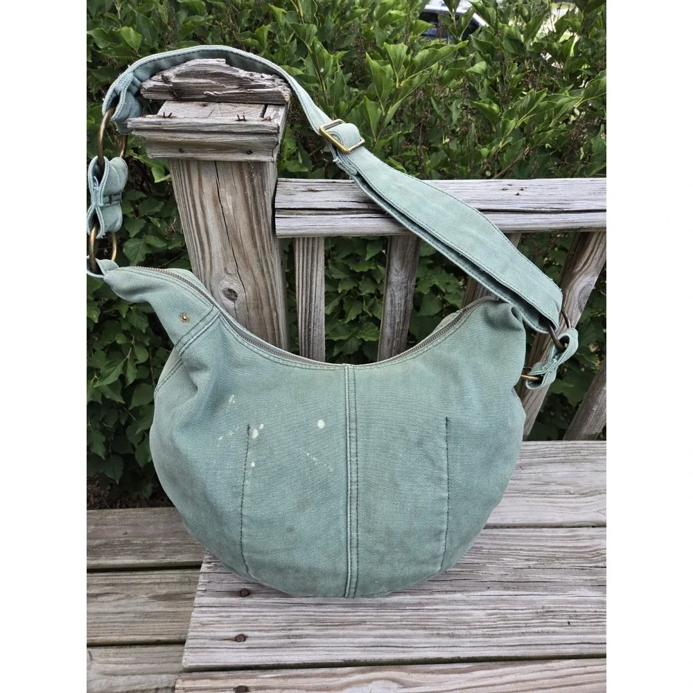 Vintage GAP Y2K Crossbody Shoulder Adjustable Denim Light Green Bag Gorpcore‎